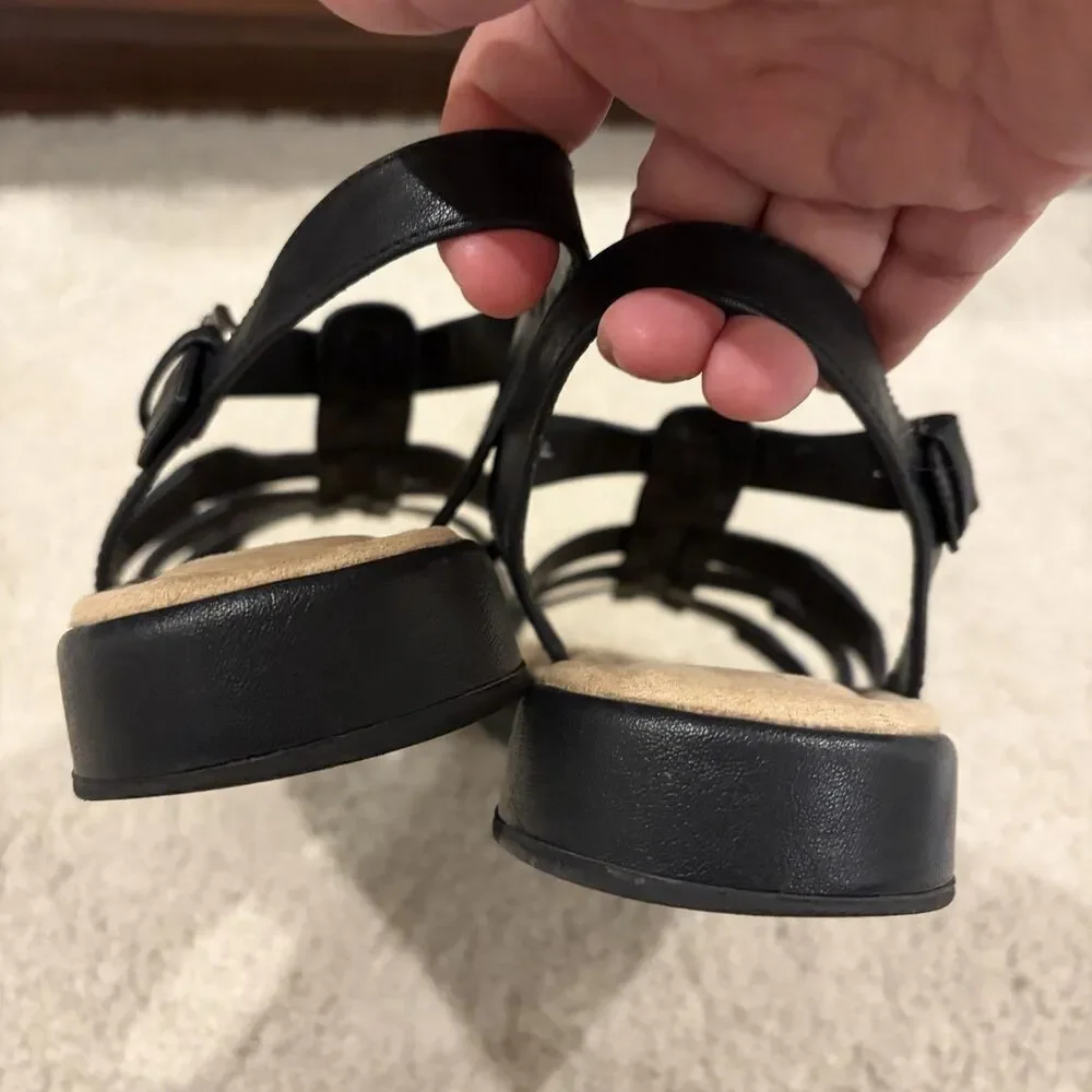 EUC Easy Street Chirp Women’s Gladiator Platform Sandals Size 10 Black